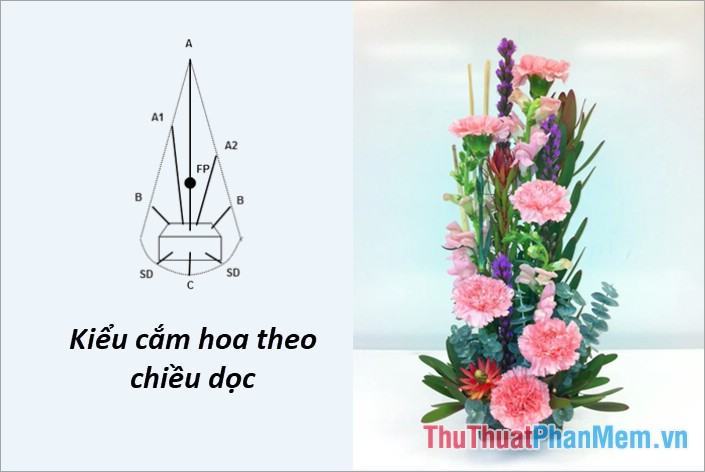 Cắm hoa theo chiều dọc