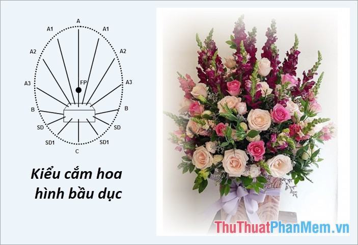 cắm hoa hình bầu dục