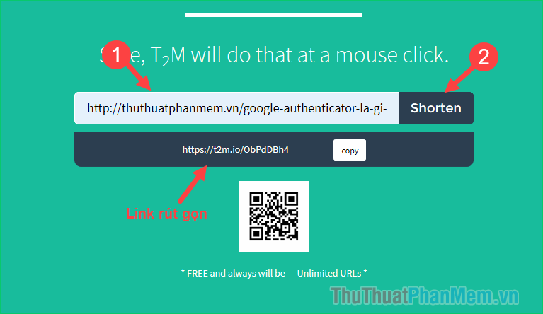 Nhập link gốc vào ô rồi nhấn nút Rút gọn
