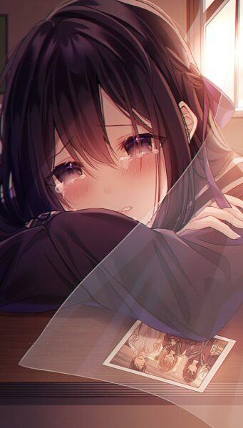 ảnh anime nữ cô đơn buồn muốn khóc