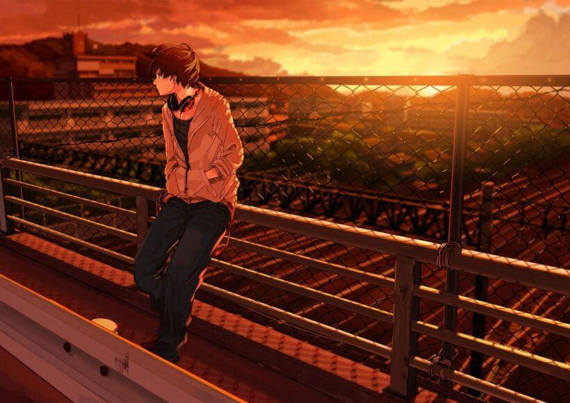 Ảnh anime cô đơn trên cầu