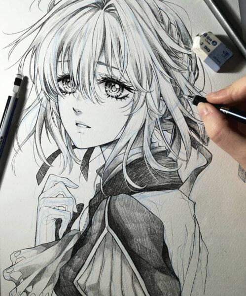 Vẽ anime nữ bằng nhưng cực đẹp