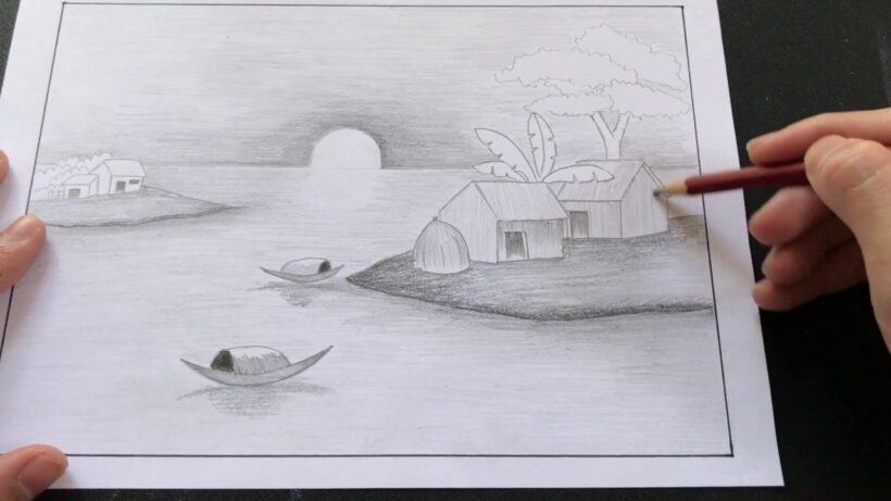 Vẽ phong cảnh bằng bút chì đơn giản