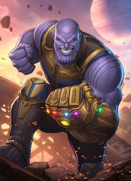 Hình ảnh anime Thanos với găng tay vô cực