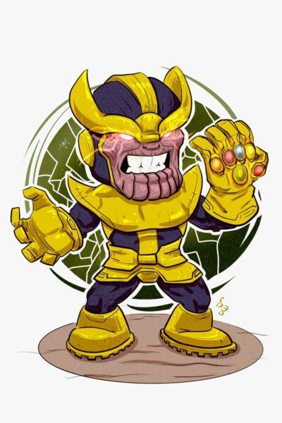 Hình ảnh chibi Thanos mặc giáp vàng