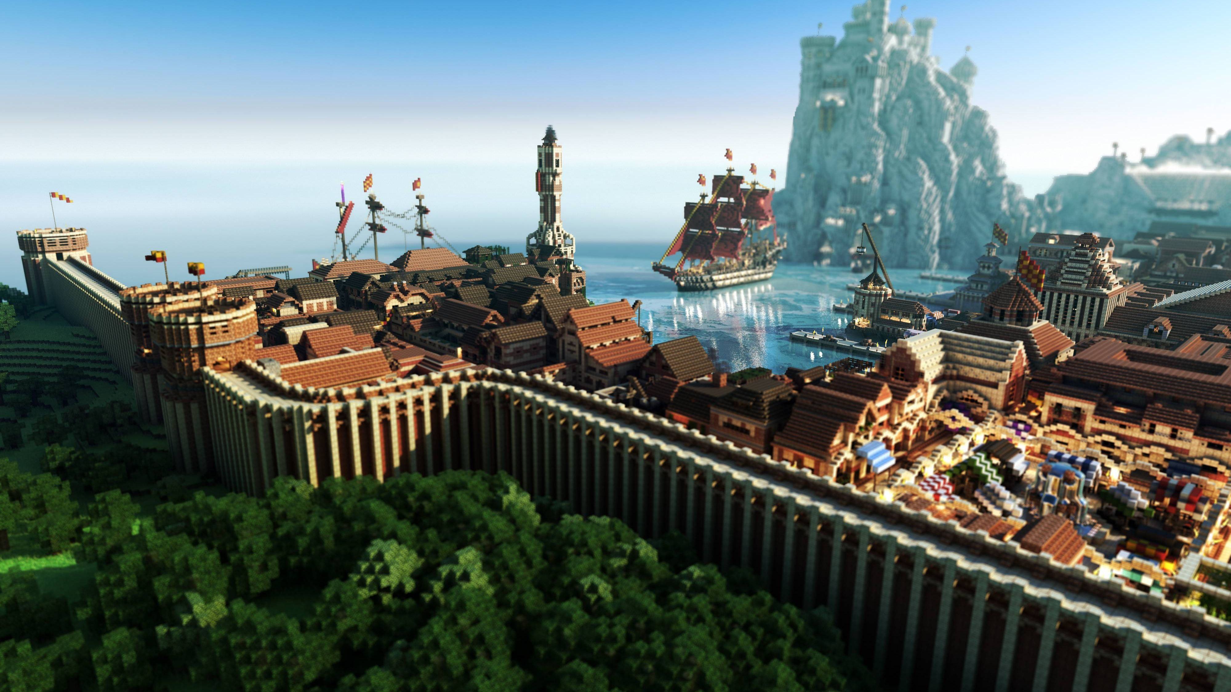 Hình nền thành phố Minecraft 4K