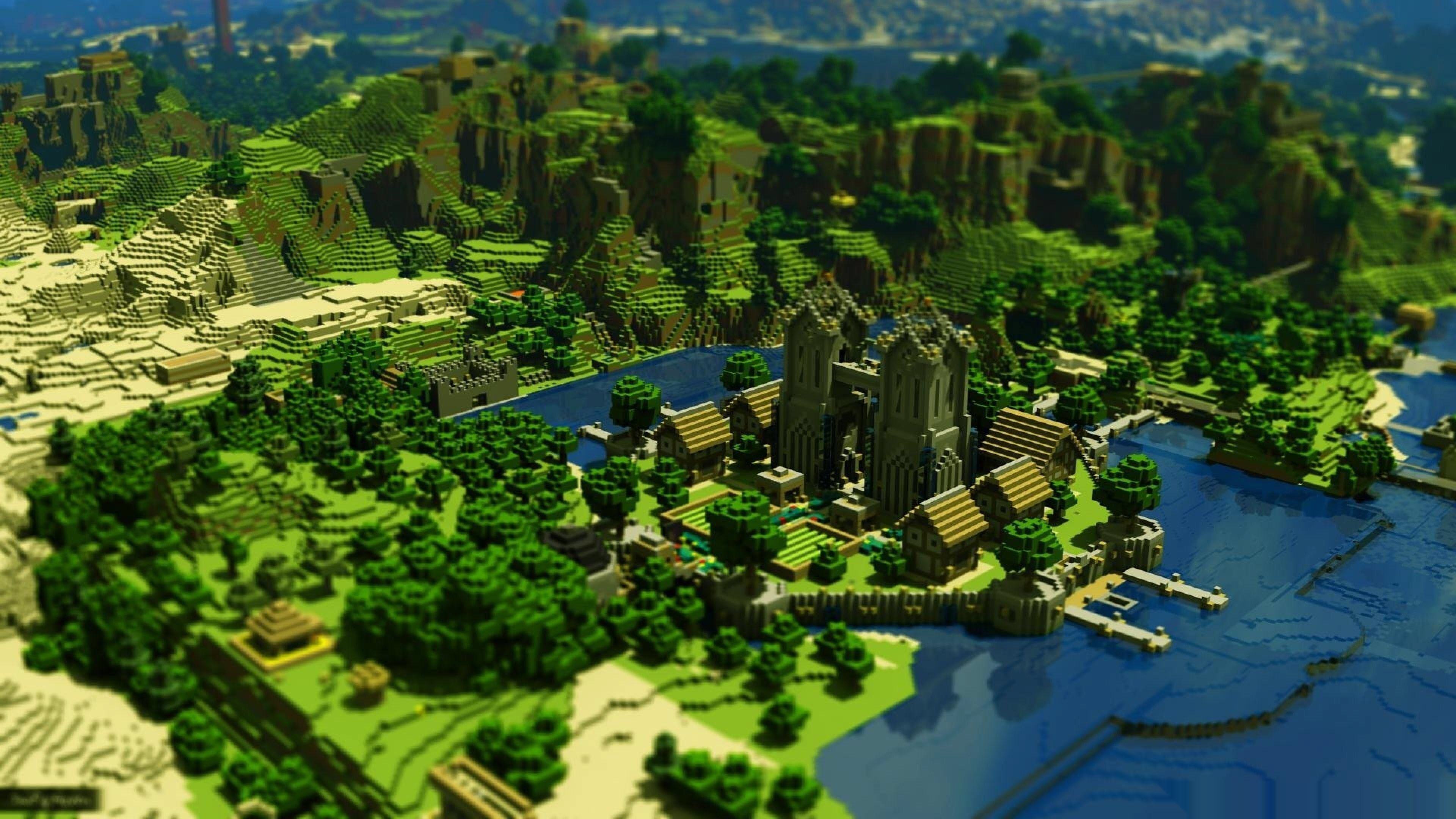 Hình nền làng Minecraft 4K