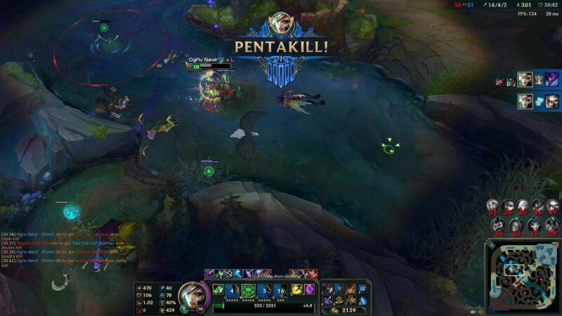 Hình ảnh pentakill từ game thủ