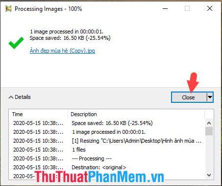 File ảnh sau khi resize sẽ xuất hiện trong thư mục gốc với tên Copy sau tên file