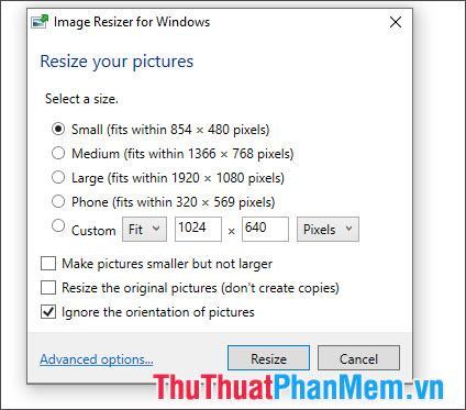 Trình thay đổi kích thước hình ảnh cho Windows