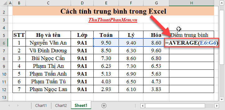 Có thể nhập các thông số bằng cách chọn vùng dữ liệu cần tính toán