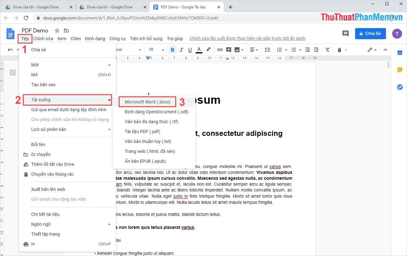 Chọn Microsoft Word (.docx)