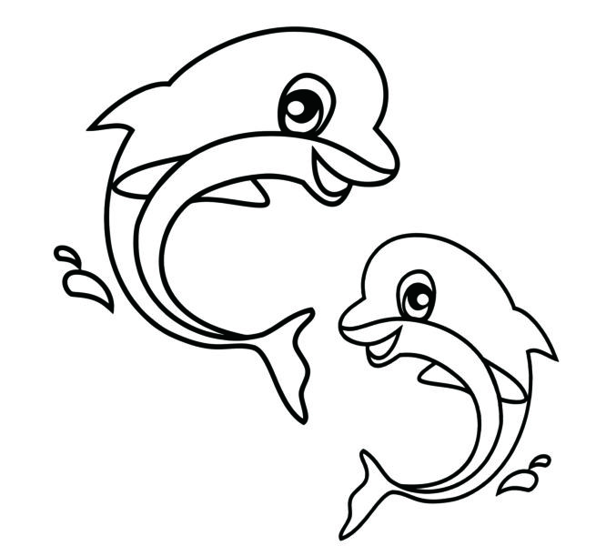 Tranh vẽ cá heo đen trắng đẹp nhất cho bé tô màu (2)