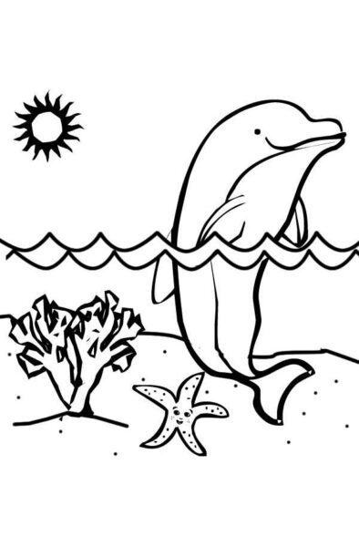 Tranh vẽ cá heo đen trắng đẹp nhất cho bé tô màu (1)