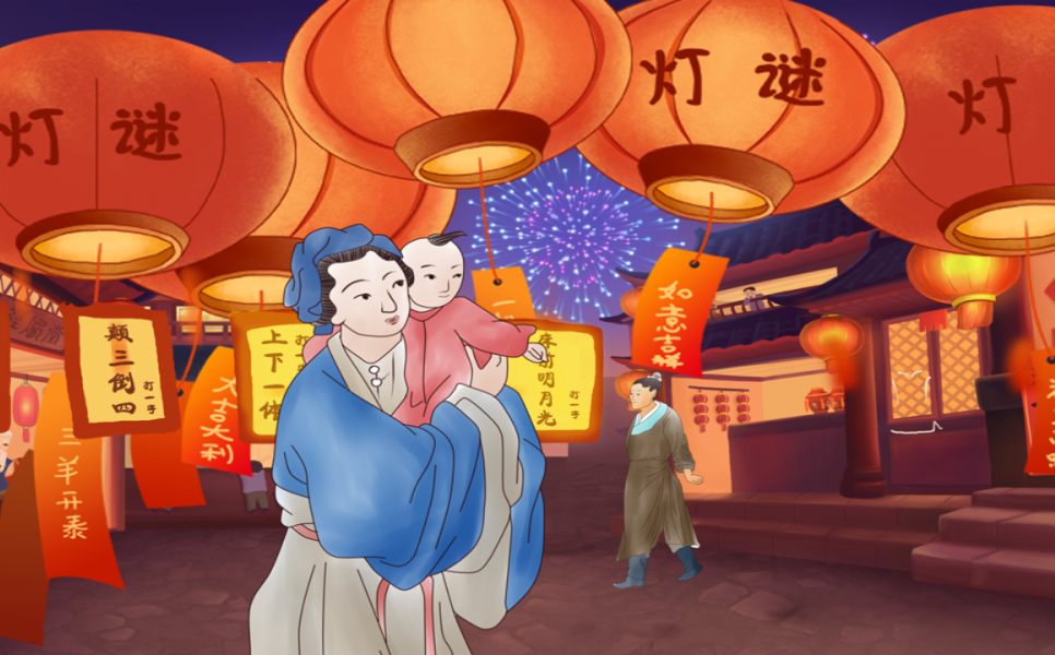 Tranh lễ hội đèn lồng Trung Quốc đẹp
