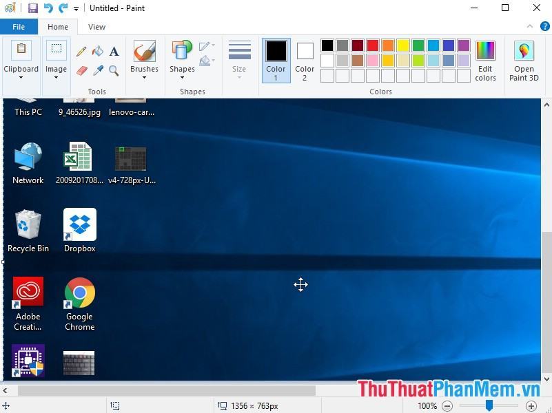 Hoặc nhấn Ctrl + V để dán ảnh vào Paint