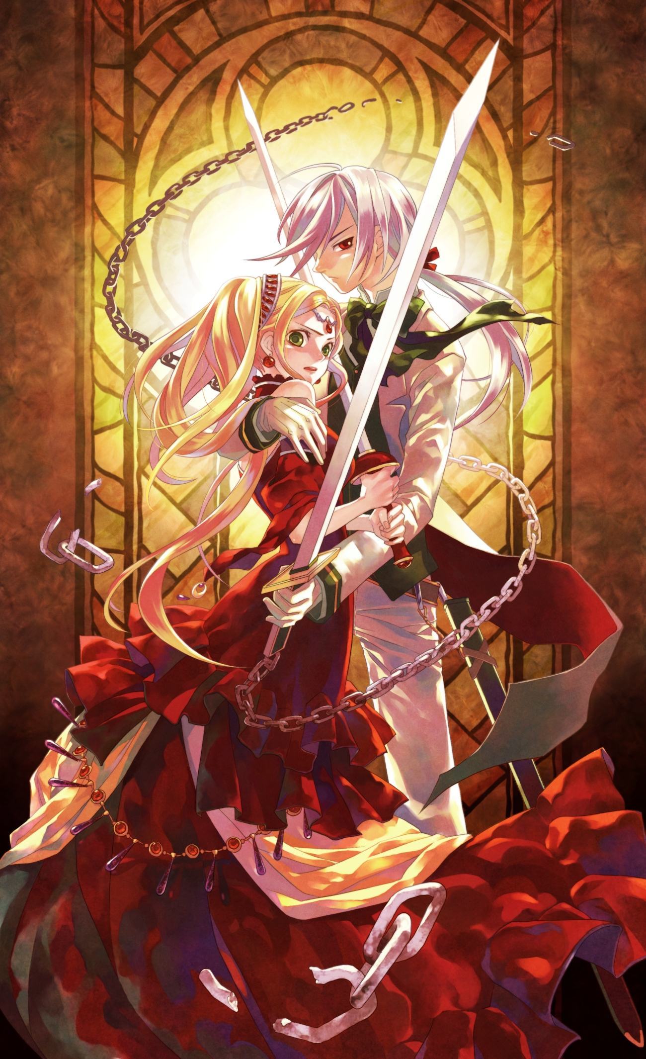 Tranh anime công chúa và hiệp sĩ cầm kiếm