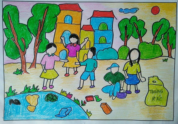 Vẽ tranh về chủ đề giữ vệ sinh trường lớp