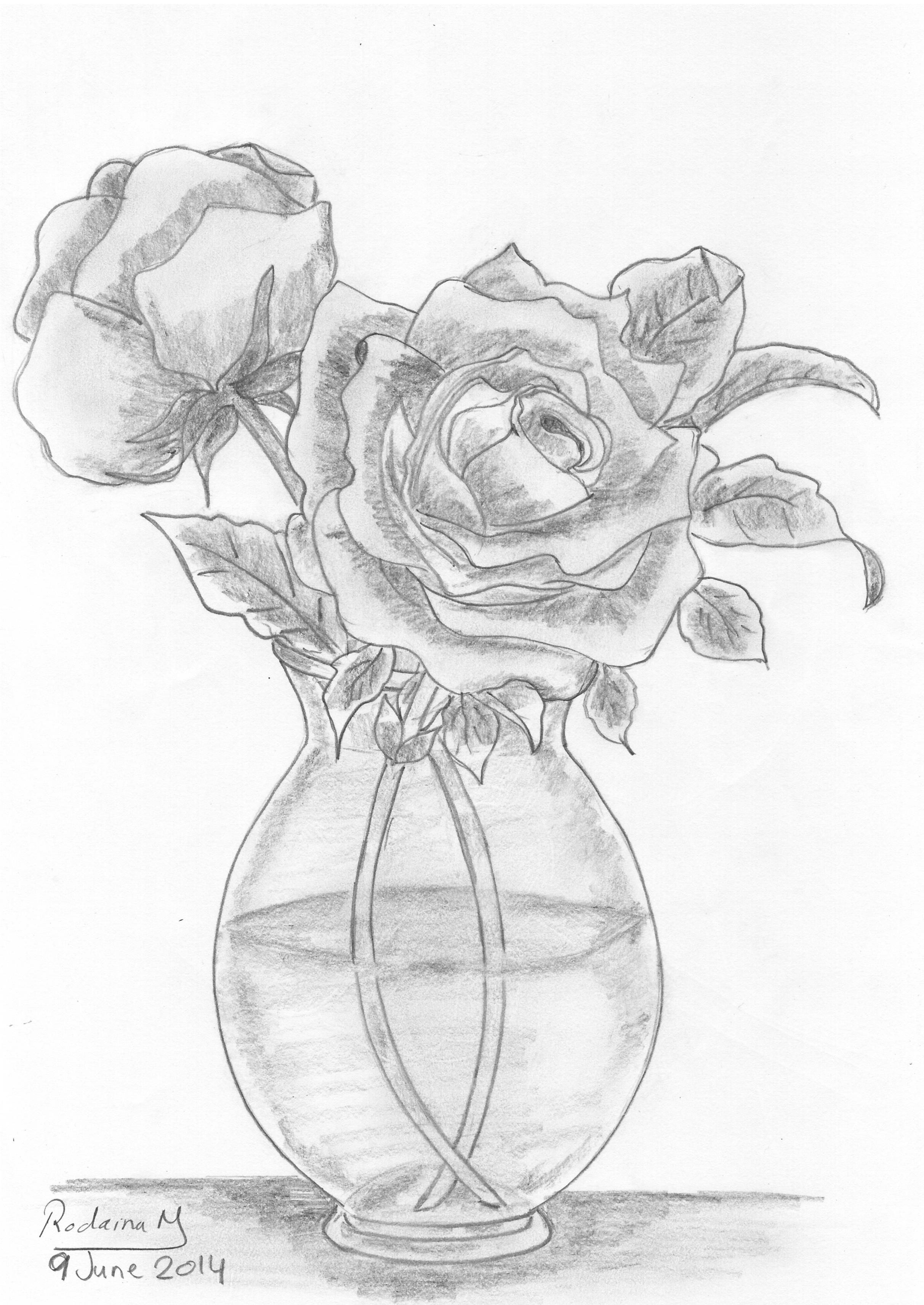 Bút vẽ lọ hoa hồng
