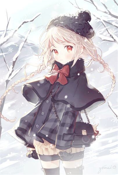 Hình ảnh anime tóc bạch kim mùa đông