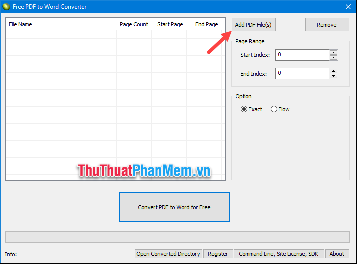 Click Add PDF File để chọn file PDF cần chuyển đổi