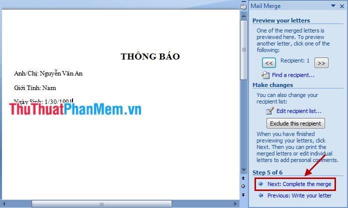 Hoàn thành hợp nhất