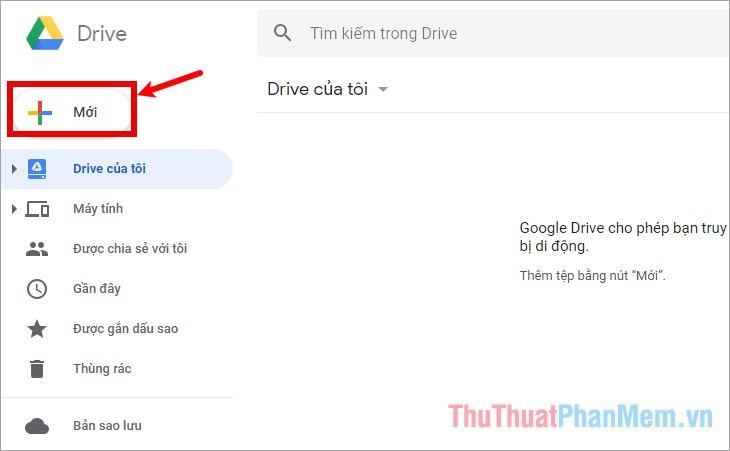 Trên giao diện Google Drive, chọn Mới (New)
