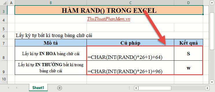 Sử dụng hàm RAND() để lấy bất kỳ ký tự nào trong bảng chữ cái