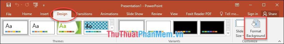 Mở Powerpoint - vào menu Design - Format Background