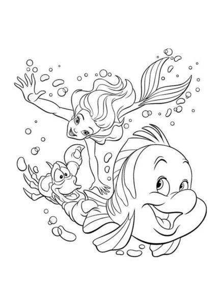 Tranh vẽ đen trắng nàng tiên cá đẹp nhất cho bé tập tô màu (7)