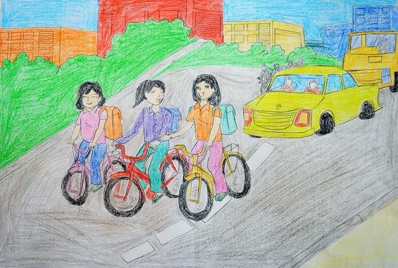 Vẽ an toàn giao thông của học sinh lớp 6