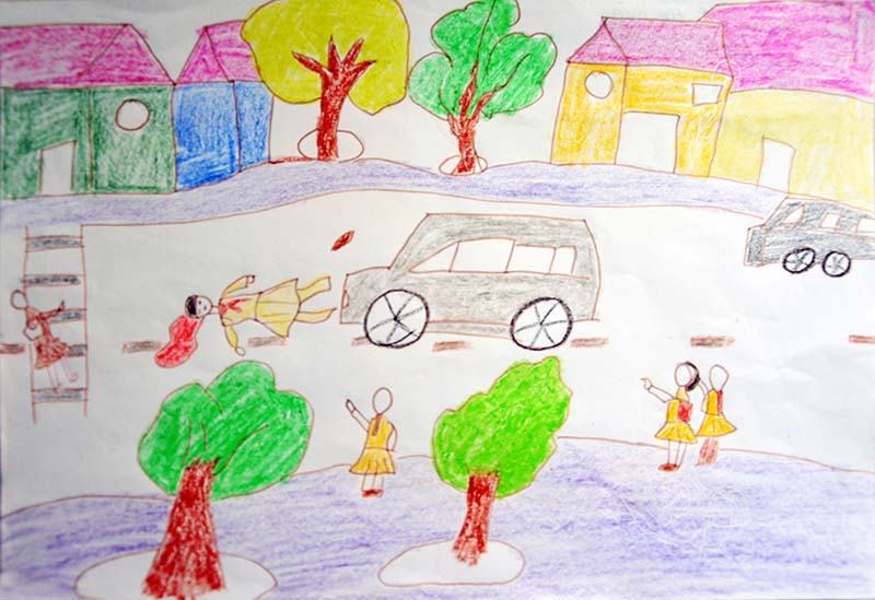 Tranh vẽ của học sinh về an toàn giao thông