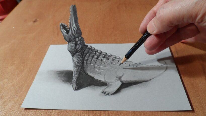 Tranh cá sấu 3D