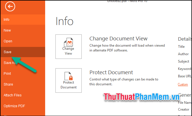 Sau khi nhập văn bản chọn File - Save để lưu file PDF