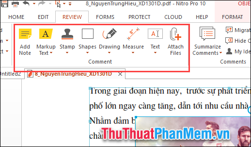 Tùy chọn trong tab Đánh giá