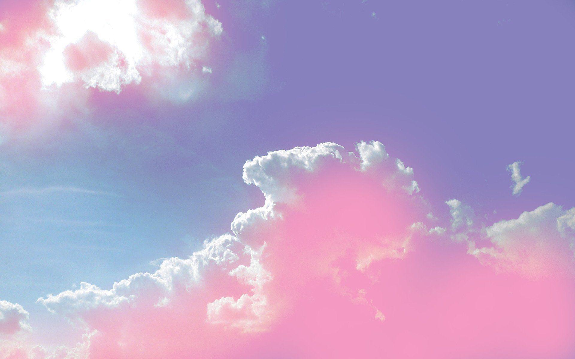 Hình nền mây hồng dễ thương cho desktop