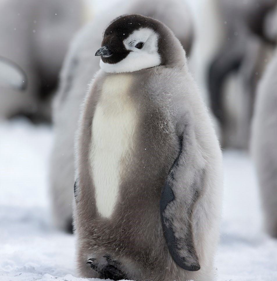 Chim cánh cụt con trông dễ thương và dễ thương