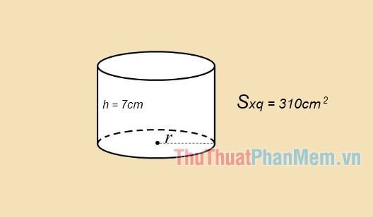 Tìm diện tích toàn phần của hình trụ có chiều cao là 7cm