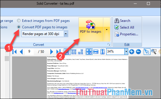 Chọn Chuyển đổi trang PDF thành hình ảnh, sau đó nhấp vào PDF sang hình ảnh