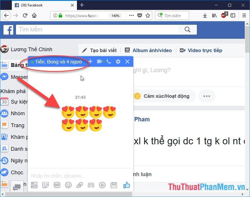 Kết quả là nhóm chat đã được tạo