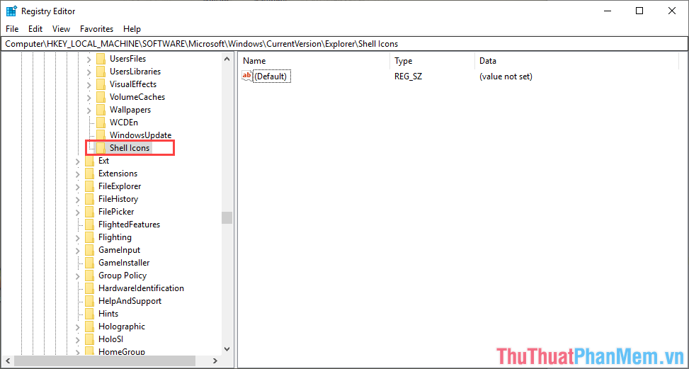 Tiến hành đặt tên cho thư mục Shell Icons