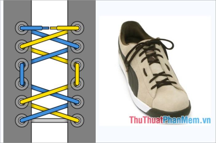 Cách thắt dây giày với các dây buộc và khoảng cách