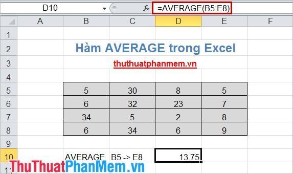 Hàm TRUNG BÌNH trong Excel 5