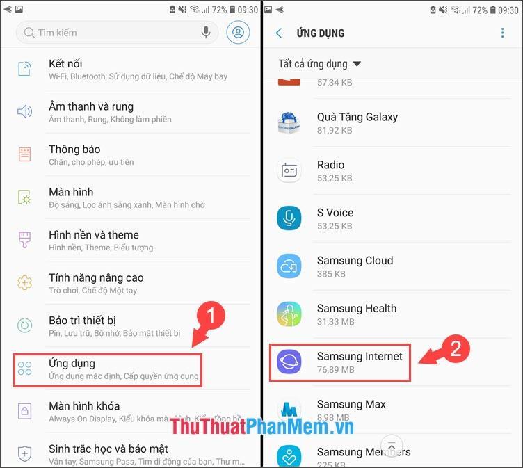 Chọn Samsung Internet