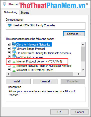 Chọn Giao thức Internet Phiên bản 4