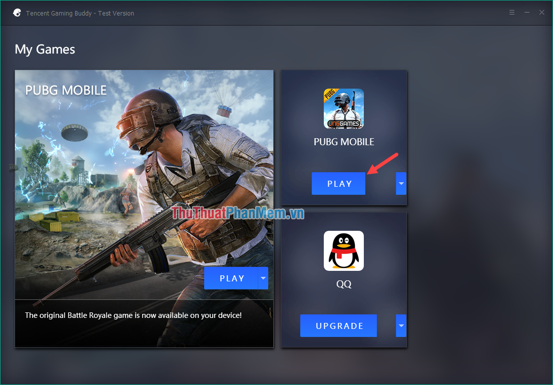 Nhấn Play để chơi PUBG Mobile VNG