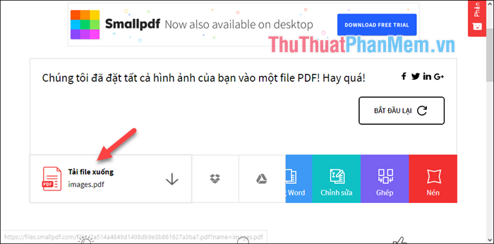 Nhấp vào Tải xuống tệp để lưu tệp PDF vào máy tính của bạn