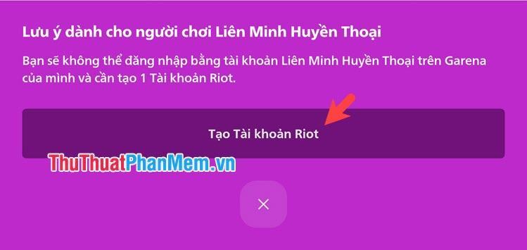 Nhấp vào biểu tượng Tạo tài khoản Riot