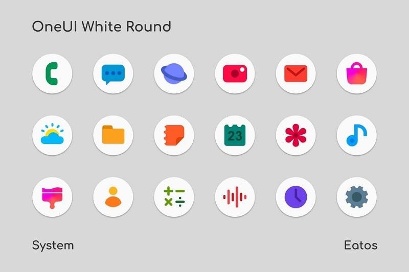 OneUI 3 mod android 3 gói biểu tượng tròn màu trắng