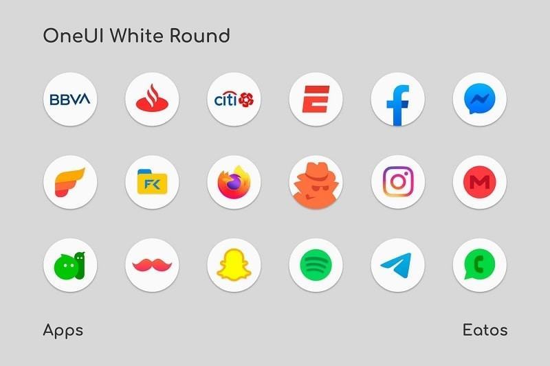 OneUI 3 White Round Icon Pack bản mod miễn phí